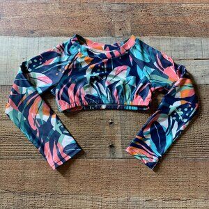 Oopsie Daisy Toddler Girls Cropped Long Sleeve Rash Guard Swim Top -2
